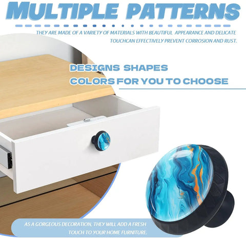 Straight Up Fresh Turquoise Marble Print Crystal Cabinet Knobs And Mushroom Drawer Pulls For Dressers Kitchen Bathrooms Clean Vibe Game Changer Home Decor With Screws One Pack on white drawer.