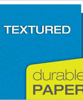 Two Pocket Folders With Fasteners In Assorted Colors For Letter Size 25 Per Box Built In Two Prong Fasteners To Hold Three Hole Punched Sheets Durable Textured Paper Your Go To Back To School Organizer image showing textured blue cover and durable paper text.