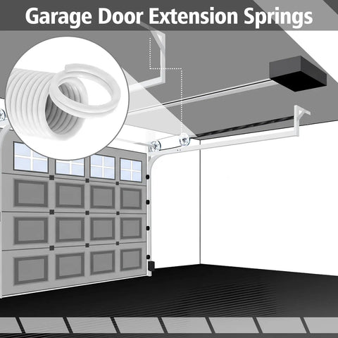 Heavy Duty Garage Door Extension Springs Kit With Three Inch Pulleys And Cables For Seven Foot Doors Double Loop Design 110 Pound Tension