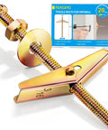 Close-up of 3/16 inch toggle bolt from 20 Sets Heavy Duty Toggle Bolts For Drywall Kit With Colored Zinc Coating high load toggler.