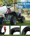 Inner Tube 13x5.00-6 For Razor Dirt Quad Go Kart ATV Yard Tractor Snow Blower Lawn Mower Pressure Washer Wheelbarrow 2 Pack Replacement 13x5-6 Tube Durable Heavy Duty For Tough Outdoor Use on grass with product close-ups