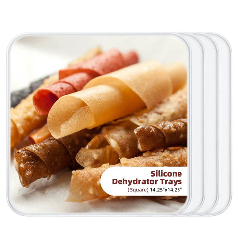 4 Pack 14x14 Inch Silicone Dehydrator Trays With Raised Lip Edge Nonstick Sheets For Fruit Leather And Dried Foods