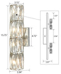 Chrome Crystal Wall Sconce With Four Lights Modern Tube Shape Glass Wall Light Fixture dimensions diagram