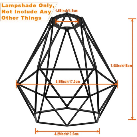 Black Metal Cage Lampshade For Pendant Light Kit 3 Pack Dope Vintage Diamond Wire Fixture Industrial Style Rustic Farmhouse Decor