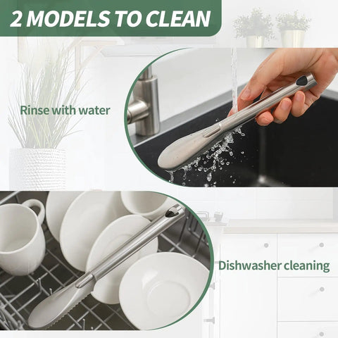 Four Piece Stainless Steel Fish Scaler Set With Serrated Blade Design, Rust Resistant Descaler Tools being rinsed and in dishwasher