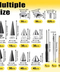 Dope 550 Piece Punk Studs And Spikes Kit with various sizes of conical, square, and round pyramid studs, tools included.