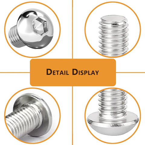 Close-up of stainless steel screws from Complete 80 Piece M6 T Nuts And Socket Cap Screws Kit for 1010 aluminum extrusion projects.
