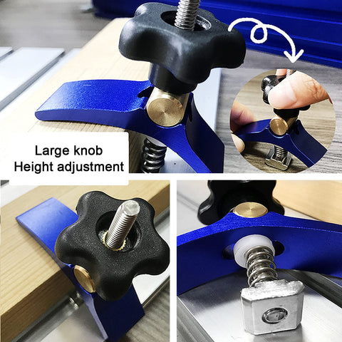 2 Pack Aluminum T-Track Hold-Down Clamps for CNC Router Tables and Masuter Series with large knob for height adjustment