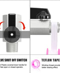 Top Rated 3 8 NPT Three Stage Air Dryer And Regulator Kit With Coalescing And Particulate Filters Manual Drain For Pneumatic Tools showing valve shut off switch and Teflon tape.