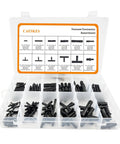 CAESKES vacuum connector assortment kit in clear organizer box; black nylon automotive hose connectors (12 sizes)