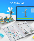 STEM Robot Building Kit With 570 Plus Pieces Motorized Farm Themed DIY Science Set, 3D tutorial on tablet