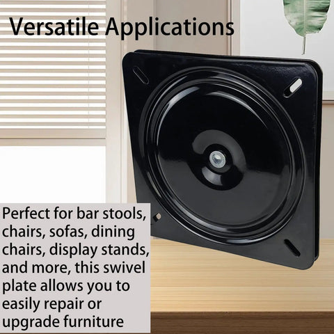 Two Pack 8 Inch Heavy Duty Bar Stool Swivel Plate Replacement 360 Degree Swivel Square Turntable Base With Ball Bearing