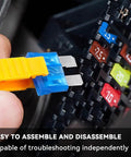 Heavy Duty Car Fuses Assortment Kit With Standard Mini And Low Profile Blades From 2A To 40A, Hella Tough fuse puller in action.