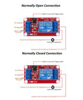 Wiring diagram for 12 Pack 12V Relay Module 1 Channel Board With Optocoupler For High And Low Level Trigger Supports 250V 10A AC And 30V DC With Screw Terminals And Indicator Great For DIY Projects showing Normally Open and Closed connections.