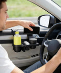 Boss Grade Rattle Free Cup Holder For Tesla Cybertruck And Rock Solid Engineered Abs Mount attached in car holding a drink and phone.