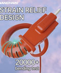 Strain relief design of Heavy Duty 50 Ft Outdoor Extension Cord Waterproof 16 Gauge 3 Conductor SJTW 3 Prong Grounded