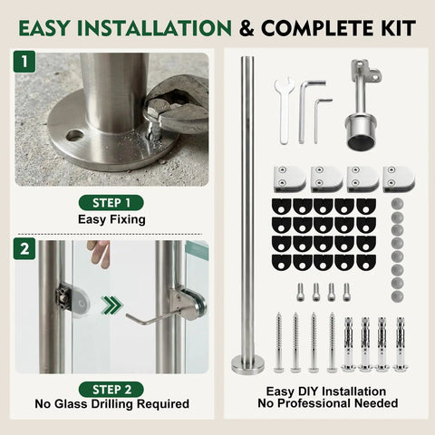 Easy install guide for Glass Stair Railing Post System With Stainless Steel 304 Construction, Glass Clip And Rubber Mounts