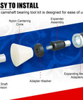 Cam Bearing Removal And Installation Tool Set components including nylon centering cone, expander assembly, and expanding adapters.