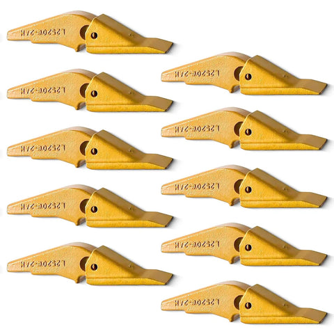 Weld On Flush Mount 2A Bucket Shanks And L2520W 2AH Teeth With Pins For Backhoe And Mini Excavator Buckets, set of 10 displayed.