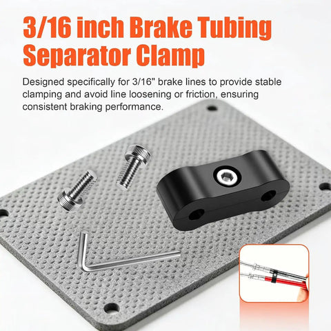Premium 8 Pack Brake Line Separator Clamp Kit For 3/16 Inch Lines With Solid Aluminum Clamps Heavy Duty Screws And Pro Wrench Tool To Fix Your Ride Smoothly Today. 3/16 inch brake tubing separator clamp with aluminum body, screws, and wrench