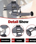Detail view of a 3 Inch Aluminum Swivel Table Vise With 360 Degree Rotation And 45 Degree Tilt, highlighting convenience, portability, and 360-degree feature.