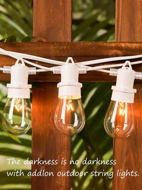 96 Ft Outdoor String Lights Set With Vintage Edison Bulbs, Heavy Duty Commercial Grade, Weatherproof UL Listed Café Patio Lighting For Garden And Backyard, Two 48 Ft Strands, White Finish, 36 Bulbs