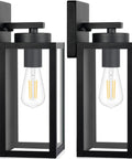 Weatherproof Outdoor Wall Light Fixtures 2 Pack Modern Matte Black Sconces With Glass Shades E26 Sockets Exterior Lanterns
