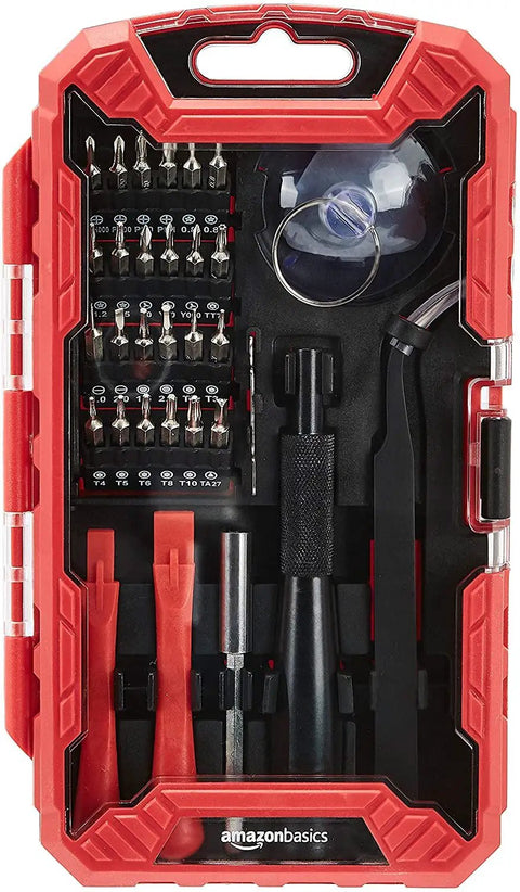 Precision Screwdriver Set 32-Piece Electronics Repair Tool Kit For Laptops, Smartphones, Eyeglasses, And Watches With Magnetic Tip Red