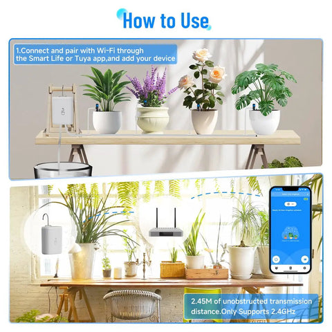 Automatic Plant Watering System For Indoor And Outdoor Use With 2.4GHz WiFi Sprinkler Timer Self Watering Drip Kit setup guide