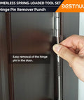 Using All-In-One 4 Piece Nail Setter Kit With Dual Head Nail Setter And Center Punch, hinge pin remover for door hinge
