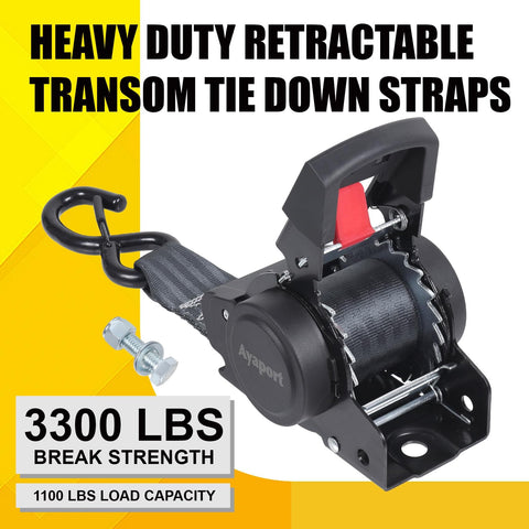 Beefy Heavy Duty Retractable Ratchet Strap Set 2 Inch By 6 Feet 2 Pack Bolt On Tie Downs For Trailers Boats Jet Skis
