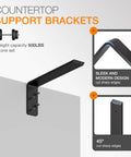14 Inch Beefy Heavy Duty Countertop Support Brackets for Large Granite and Wood Shelves Black Steel L Shape Floating Shelf Brackets