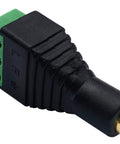 Three Point Five Mm Female To Three Pin Screw Terminal Stereo Audio Balun Adapter Five Pack Solderless Double Track Y Splitter For Headphones And Microphones No Sweat Setup Black angled view with green screw terminals.
