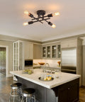 Four Light Black Semi Flush Mount Ceiling Light With Industrial Mid Century Vibe For Hallway Bathroom Bedroom Kitchen Dining Room Porch And Laundry UL Listed installed in modern kitchen