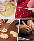Hella Sharp Icing Scribe Tool Kit With 12 Stainless Steel Fondant Needles For Sweet Cookie Decorating And Cake Design, showing various uses.