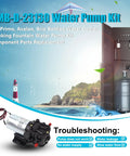 Water Pump Kit for Primo, Avalon, and Brio Bottled Water Dispensers, 12V DC, 0.32 GPM, Replacement DP005A2, Easy DIY Install, Fix Slow or No Water Flow, Keeps Your Water Cooler Pumping, shown with pump and tubing