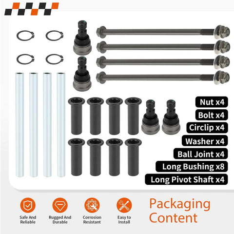 Front Upper A Arm Pivot Bushing Ball Joint Kit For RZR 570 And 800 Series Off Road UTV Upgrade With Beefed Up Joints For Smoother Steering And Long Lasting Durability Fits 2012 2022 RZR 570 And 2008 2014 RZR 800 Models, kit parts layout