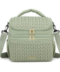 Straight Up Game Changer Super Chic 12l Insulated Breastmilk Cooler Bag With Double Deck Layout Detachable Dividers Plus Totally Leakproof Bottom Zone For Hassle Free Pumping Storage in soft green with dual zippers.