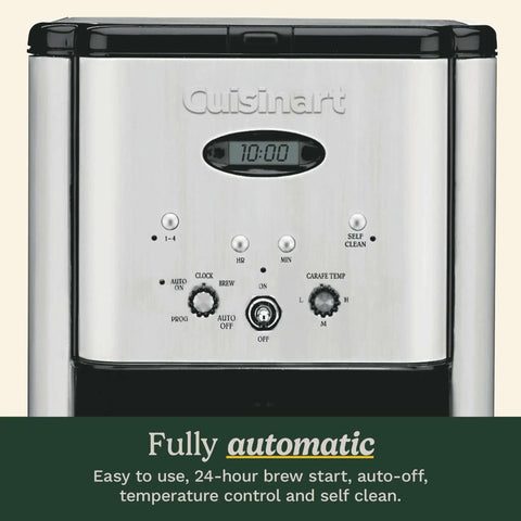 Front view of 12 Cup Brew Central Coffee Maker With Fully Auto Programmable Settings, 24 Hour Delay Brew, Auto Off, Adjustable Temperature Control.