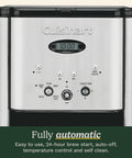 Close-up of control panel on Brew Central 12-Cup Programmable Coffeemaker With Auto Shutoff, 24-Hour Brew Scheduling, 1-4 Cup Settings.