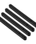 180mm Plastic Drawer Slides Four Pack, side view of black plastic grooved guide rails with screw holes for cabinets