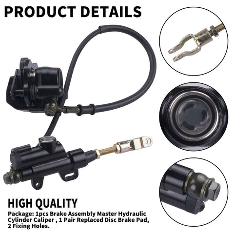 Rear Disc Brake Master Cylinder Caliper With Replaced Disc Brake Pad For 50cc To 125cc ATV Quad shown with hydraulic cylinder.
