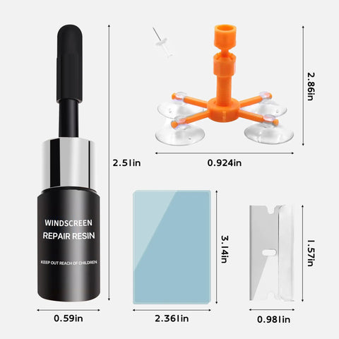 Windshield Chip And Crack Repair Kit With Glass Repair Resin, Rapid Fix For Bullseye And Star Cracks, Includes Suction Base
