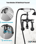 Clawfoot Tub Faucet Set With Handheld Shower Victorian Style Double Cross Handles 6 Inch Center Oil Rubbed Bronze