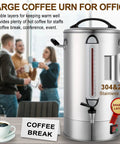 Big Crowd Ready Coffee Urn 120 Cup 20L Stainless Steel Double Wall Percolator with 1300W Quick Brew for events and offices