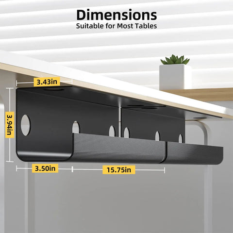 Under Desk Cable Management Tray 31.5 Inch Two Pack Cord Organizer And Hider for Office and Home installed under desk