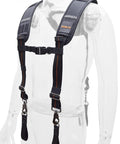 Tool Belt Suspenders For Men Nail Bag And Construction Tool Bag Harness with EVA Padding displayed on transparent mannequin