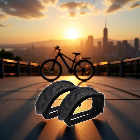 One Pair Black Bike Pedal Straps With Adhesive For Fixed Gear And Regular Bicycles Seure Toe Clip Strap Belt Universal Fit