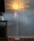 Artichoke Design 68 Inch Tall Free Standing LED Floor Lamp With Multi Panel Wooden Shade For Living Room Ambience A Modern Farmhouse Statement Piece And Slim Tall Pole Lighting With Warm Dimmable Glow