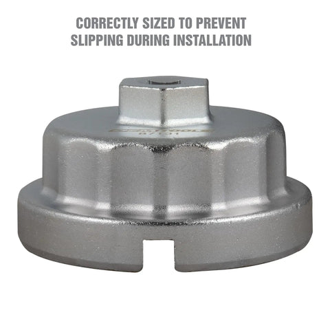 64.5 mm 14 Flute Oil Filter Wrench Cap Tool Fits 2.0 To 5.7L Engines shown with anti-slip design